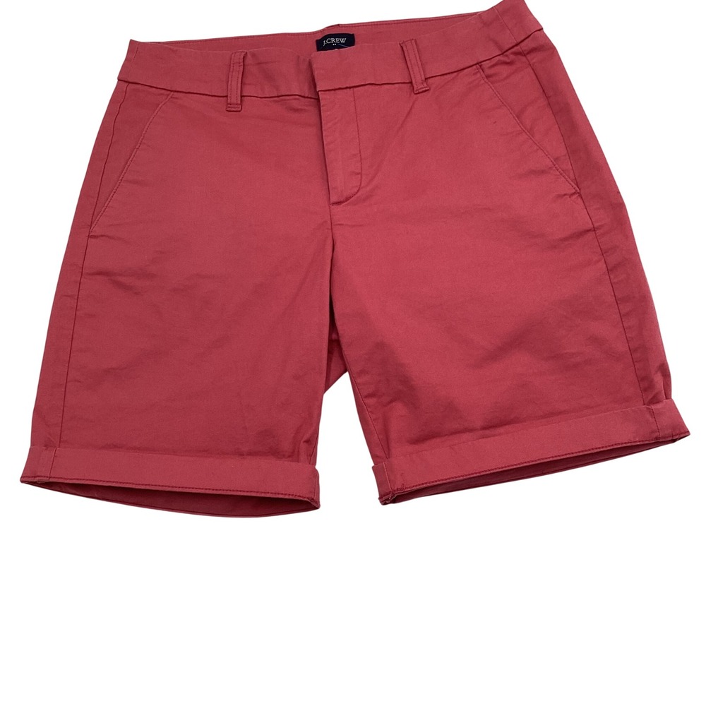 J.Crew Re-Imagined Chino Shorts Womens 2 Pink Coral Cuffed Stretch Cotton 7